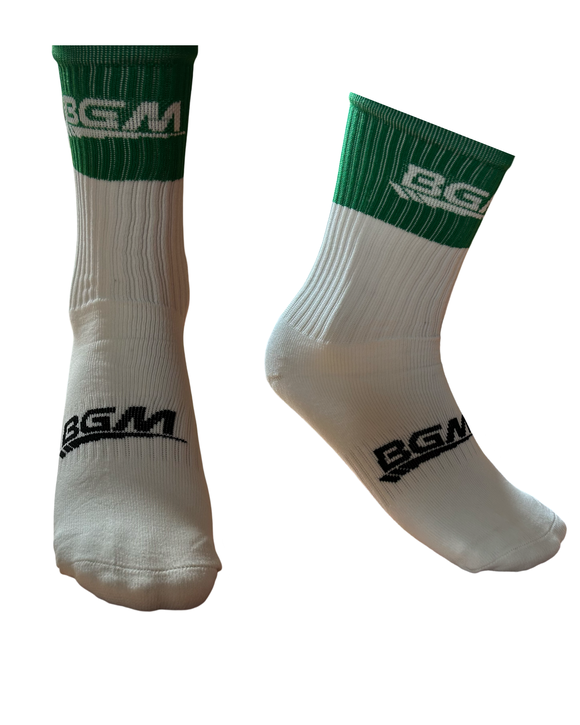 3 Pack of Green and White Panel socks