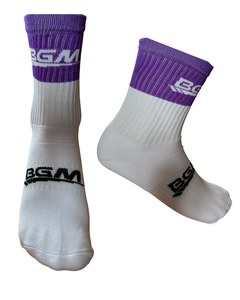 Purple and White Panel Socks