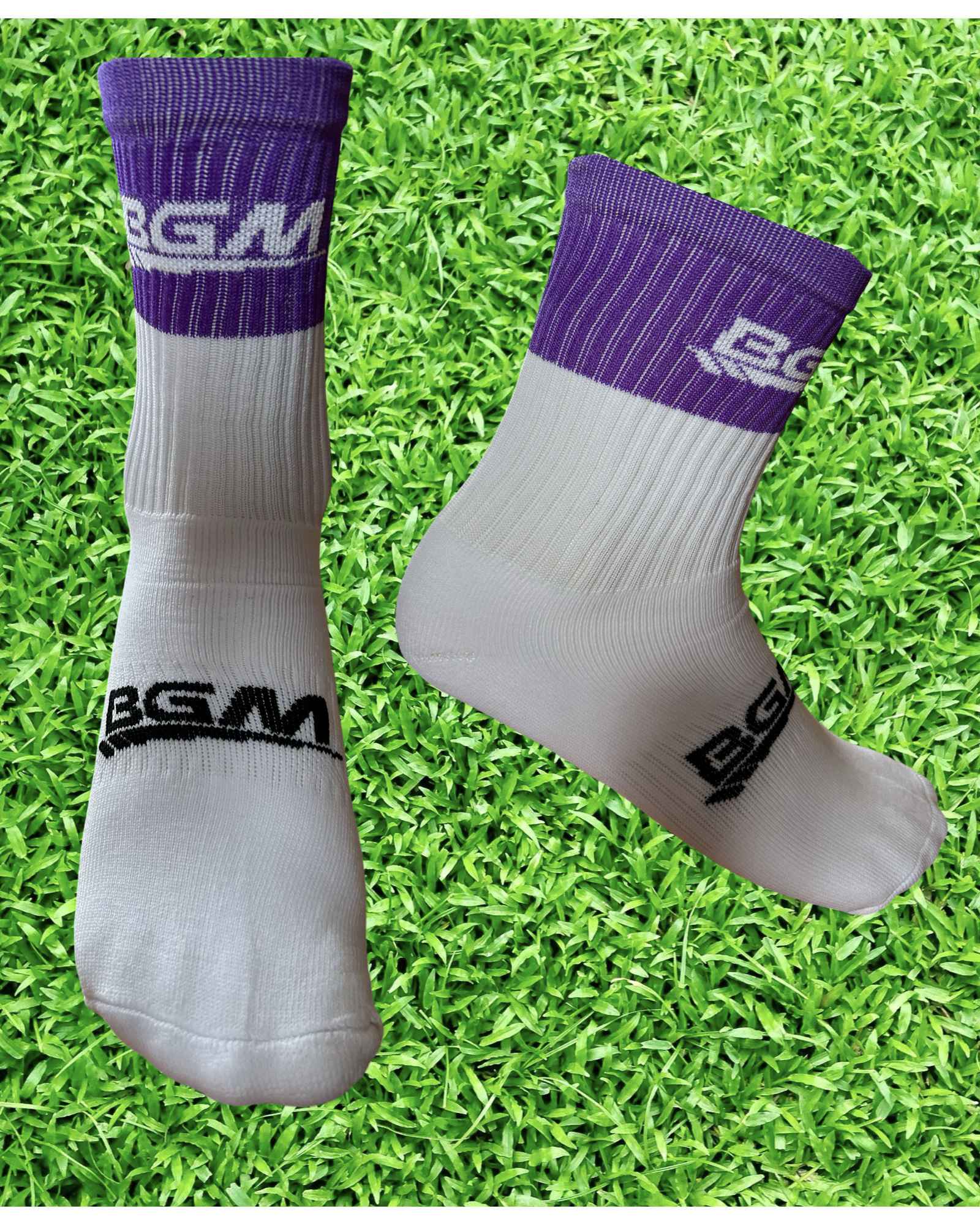 Purple and White Panel Socks