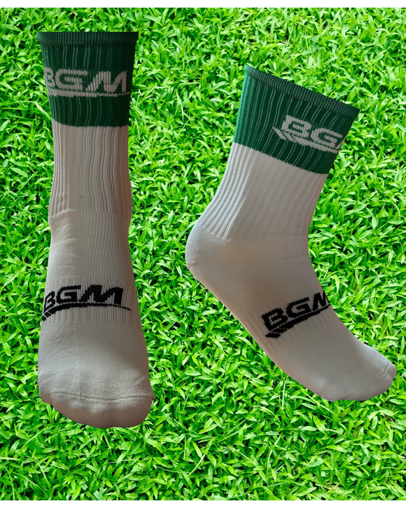 Green and White Panel socks