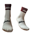 Maroon and White Panel Socks