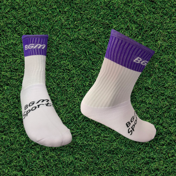 Purple and White Panel Socks