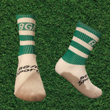BGM Green & White Hoop Half Socks