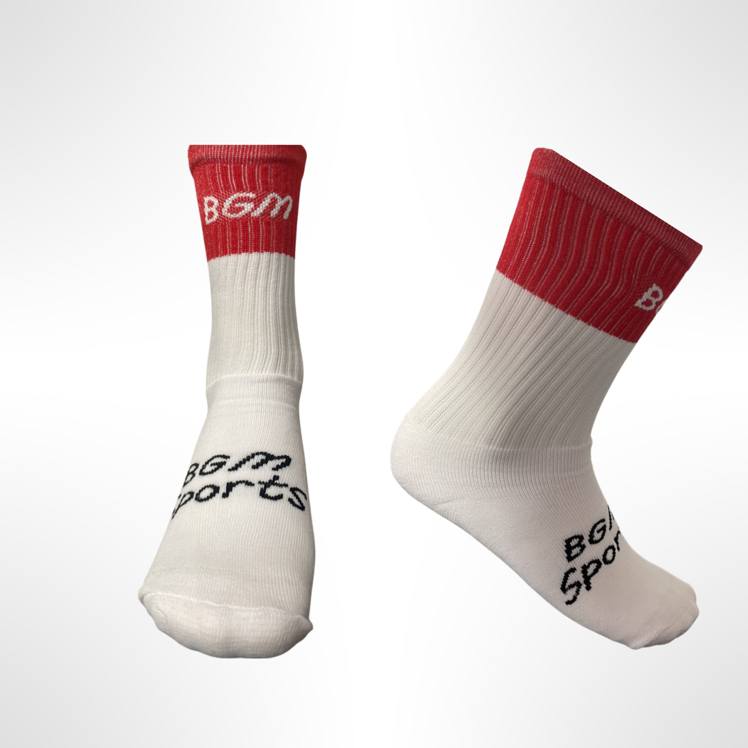 BGM Red & White Panel Socks
