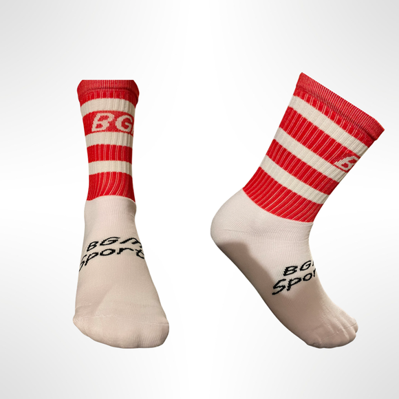 BGM Red & White Hoop Half Socks